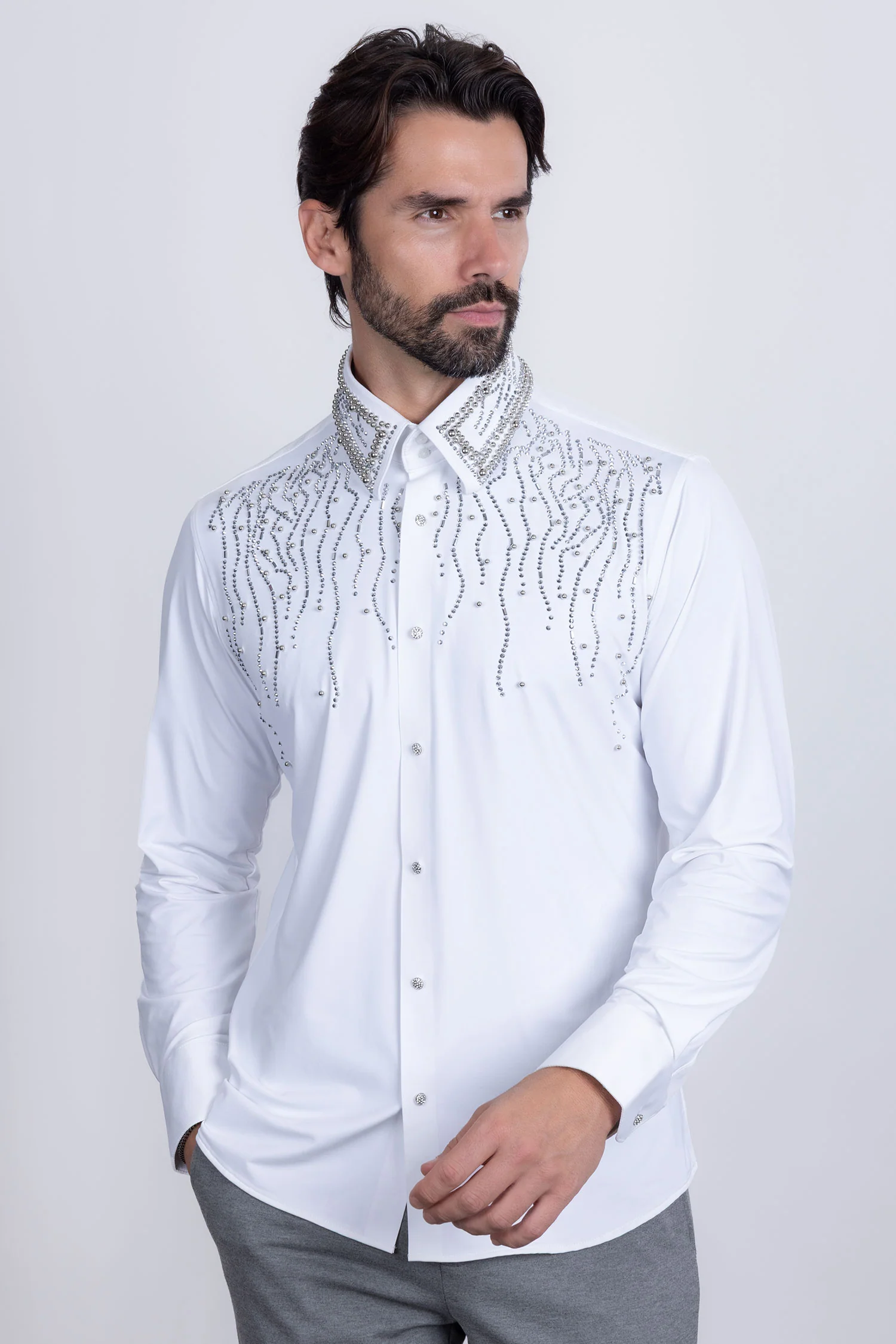 Ginza Rhinestone Long Sleeve Shirt - Image 10