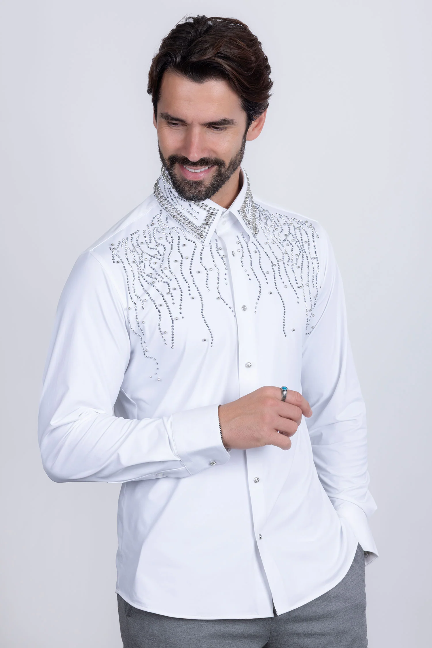 Ginza Rhinestone Long Sleeve Shirt - Image 8