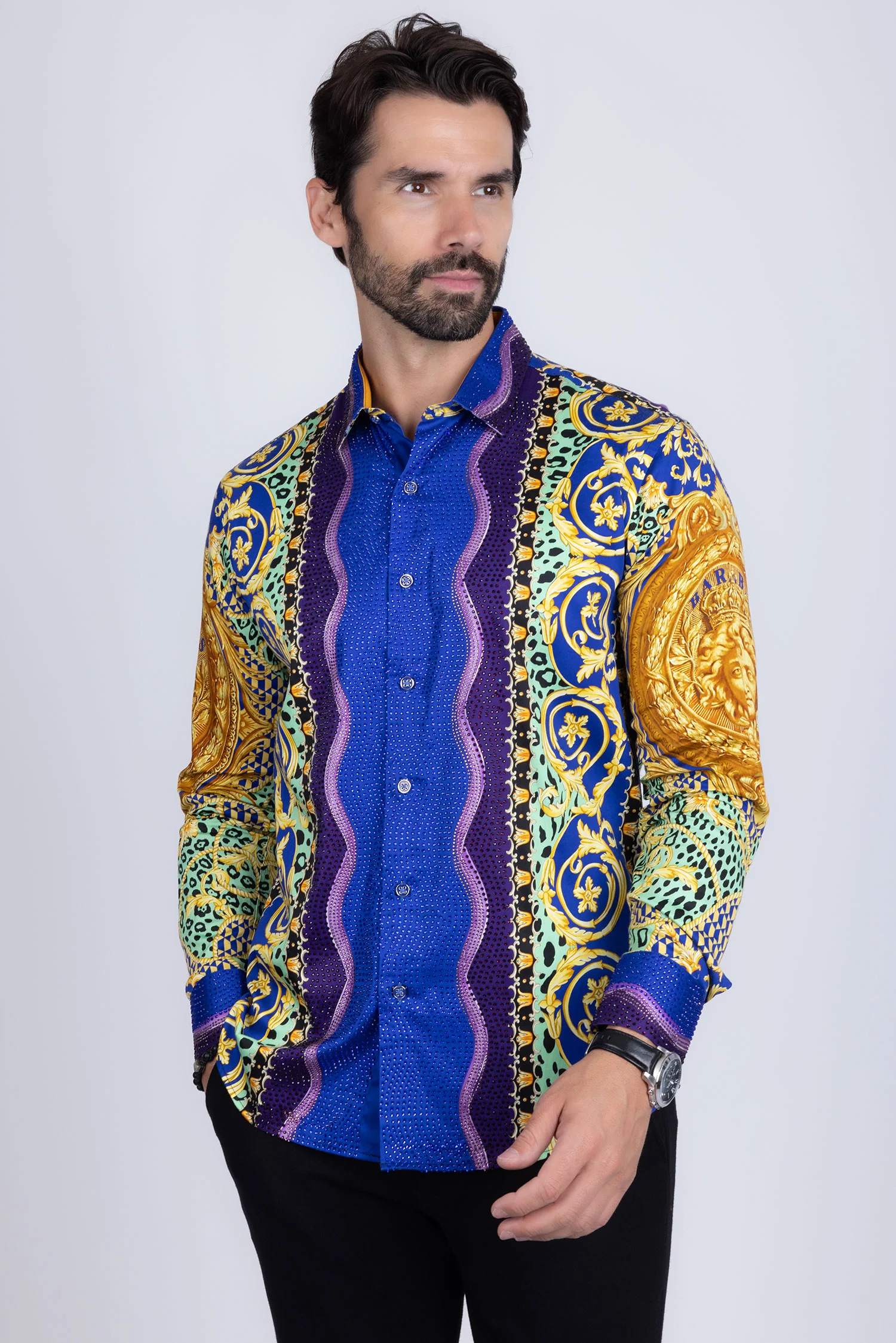 Glance of Medusa Rhinestone Long Sleeve Shirt - Image 4