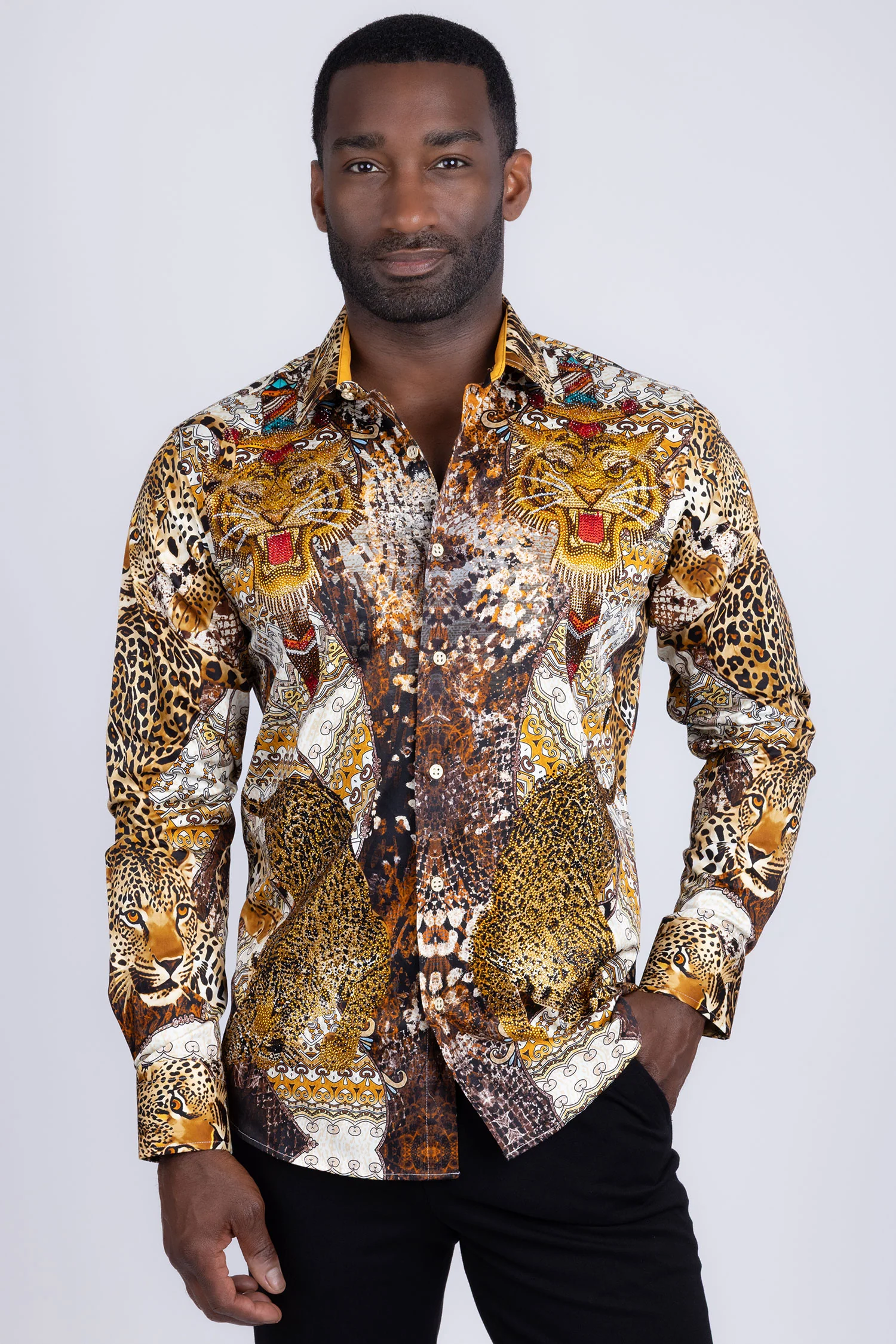 Grafton Rhinestones Tiger Long Sleeve Shirt - Image 4