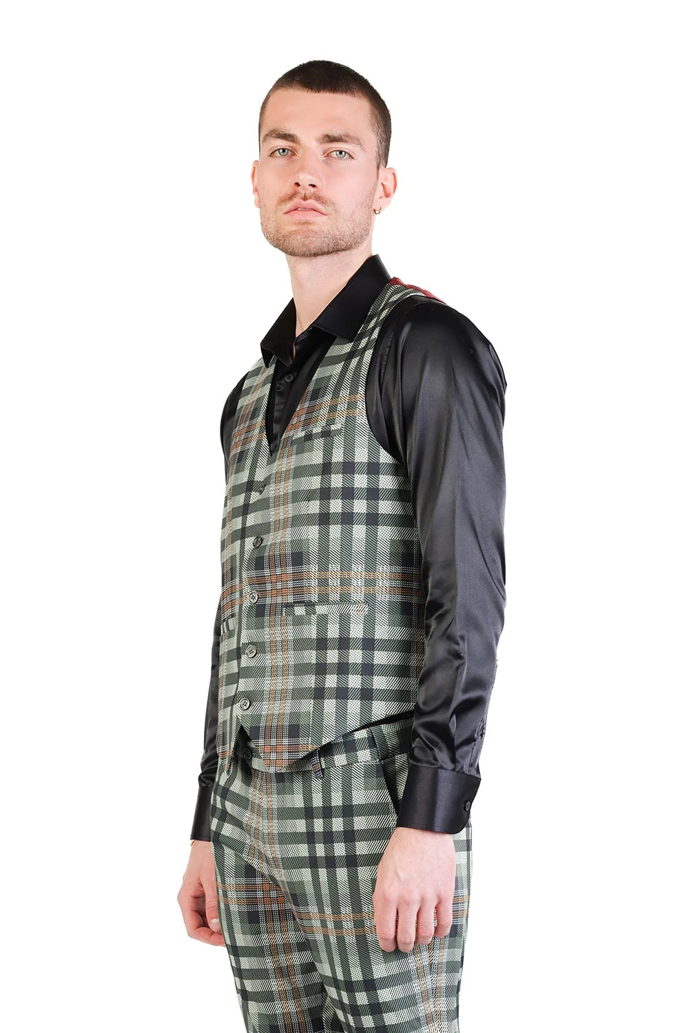Grip Spot Plaid Checkered Dress Vest - Image 13
