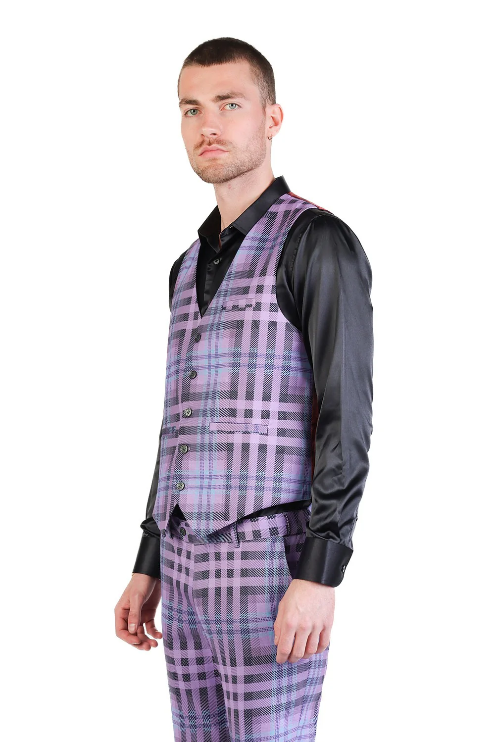 Grip Spot Plaid Checkered Dress Vest - Image 16
