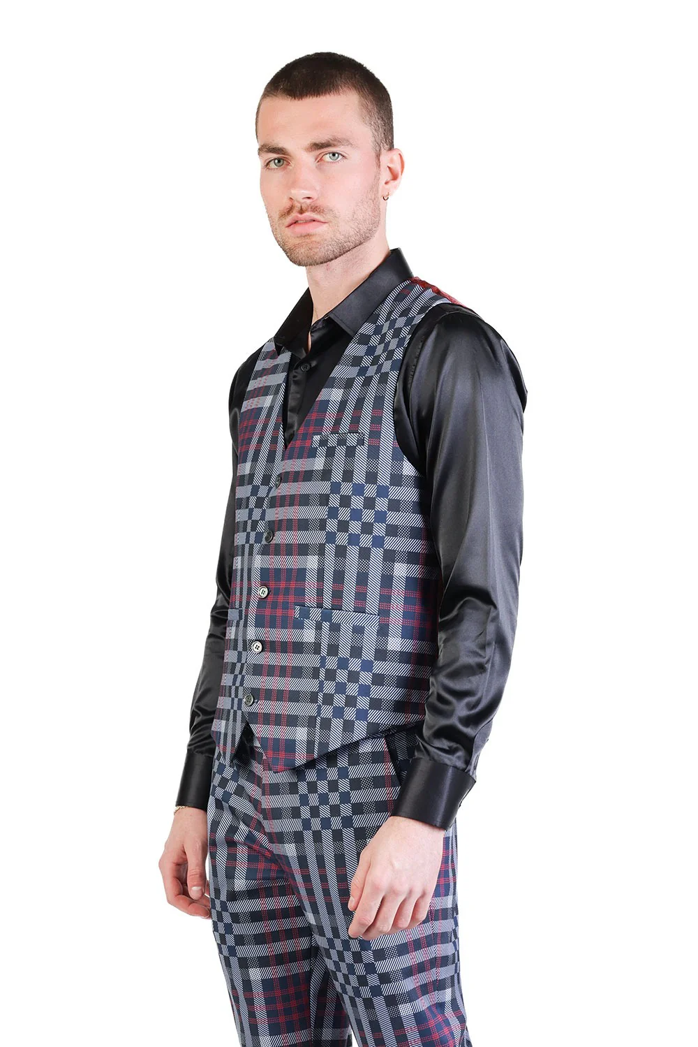 Grip Spot Plaid Checkered Dress Vest - Image 18
