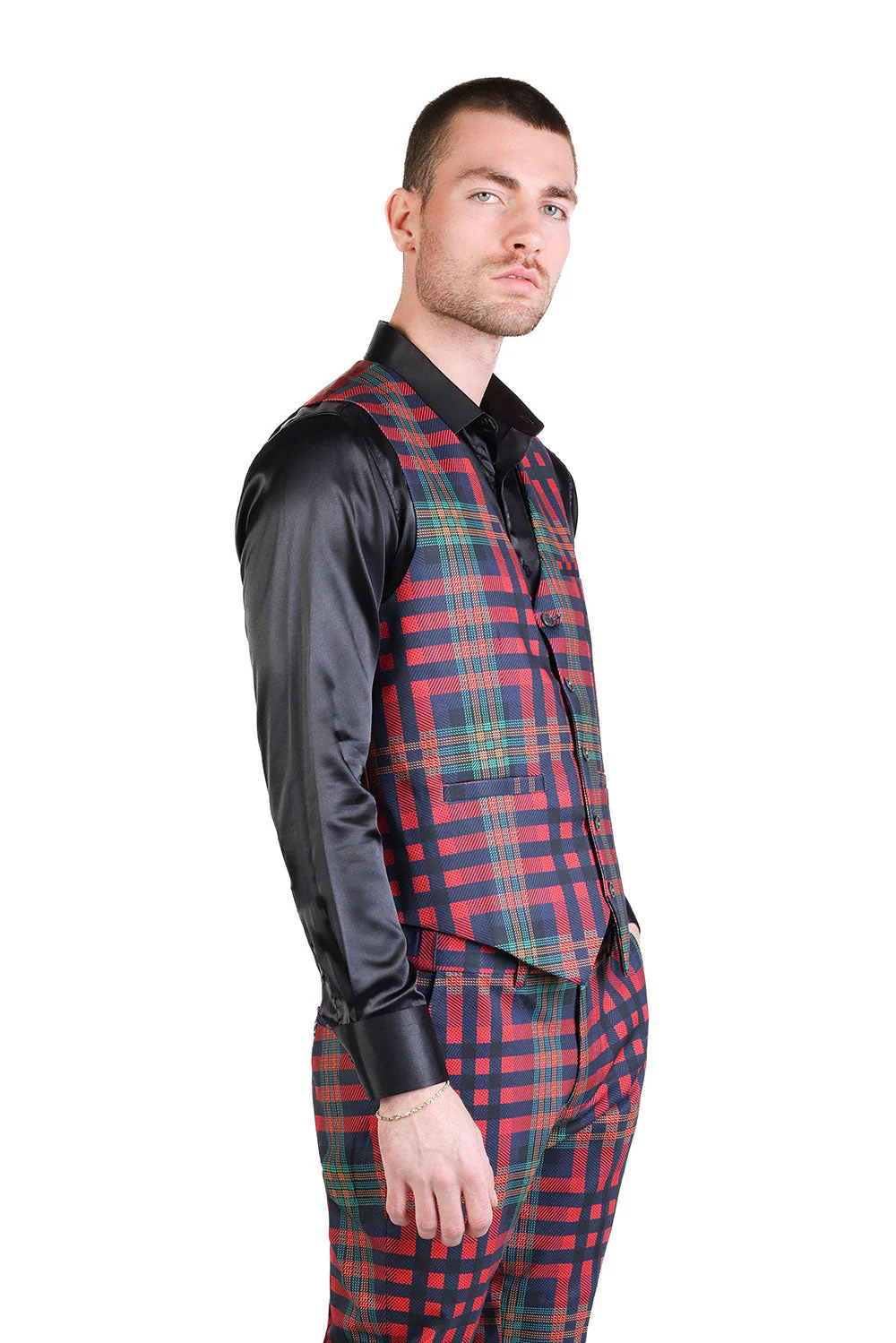 Grip Spot Plaid Checkered Dress Vest - Image 23