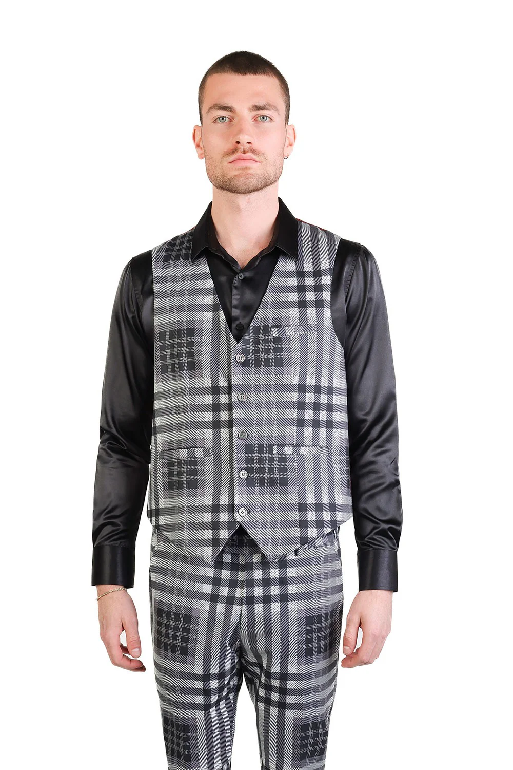 Grip Spot Plaid Checkered Dress Vest - Image 6