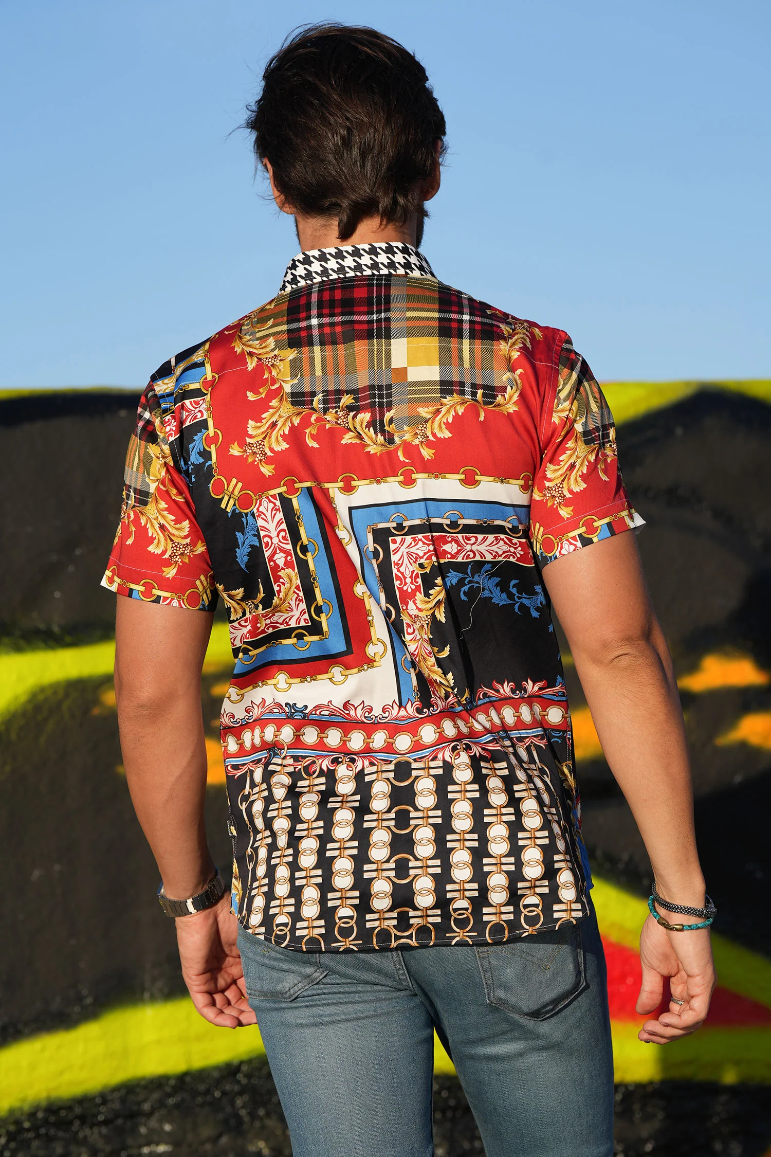 HOUNDSTOOTH Rhinestone Short Sleeve Shirt - Image 3