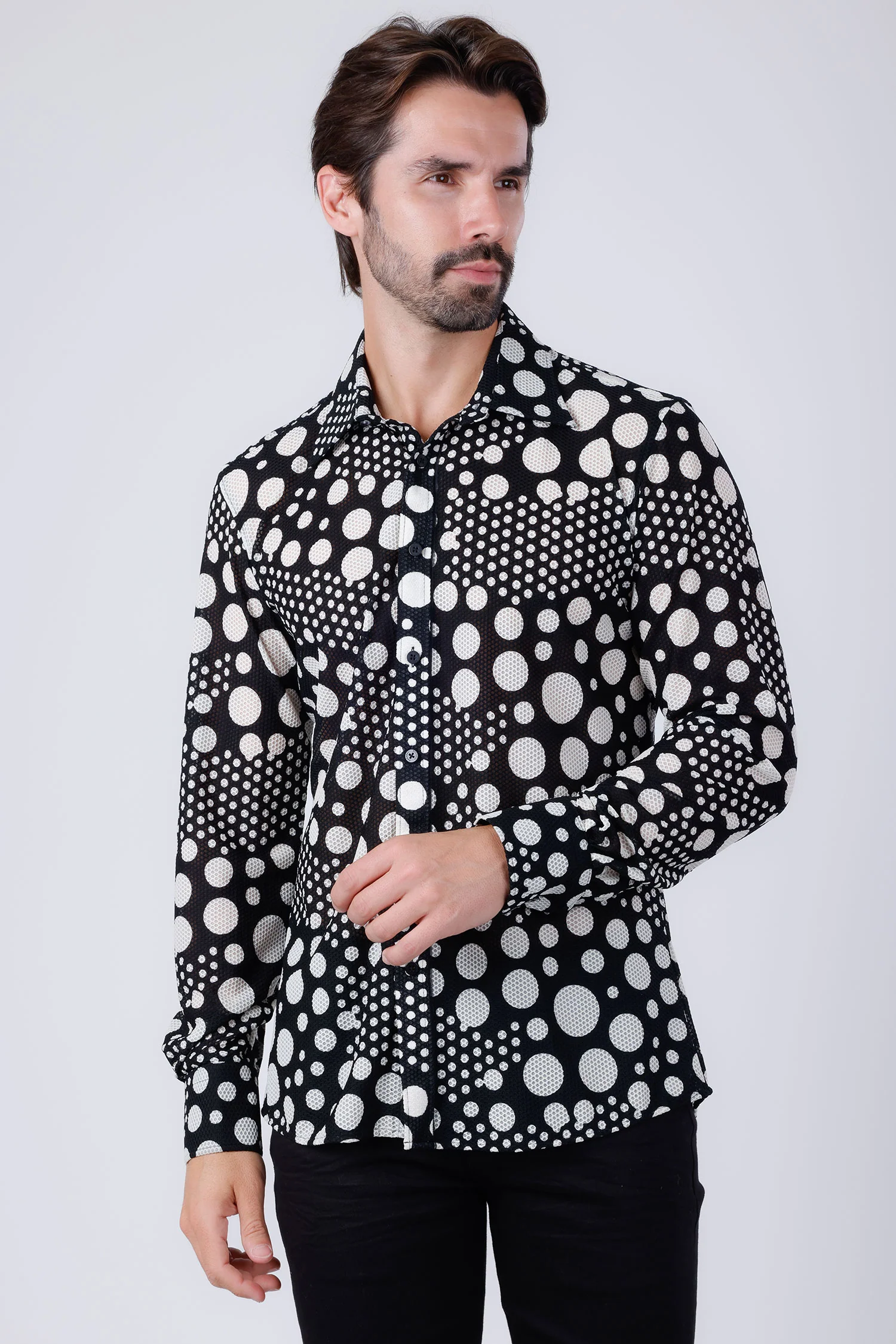 Milan Polka Dots Long Sleeve Shirt - Image 3