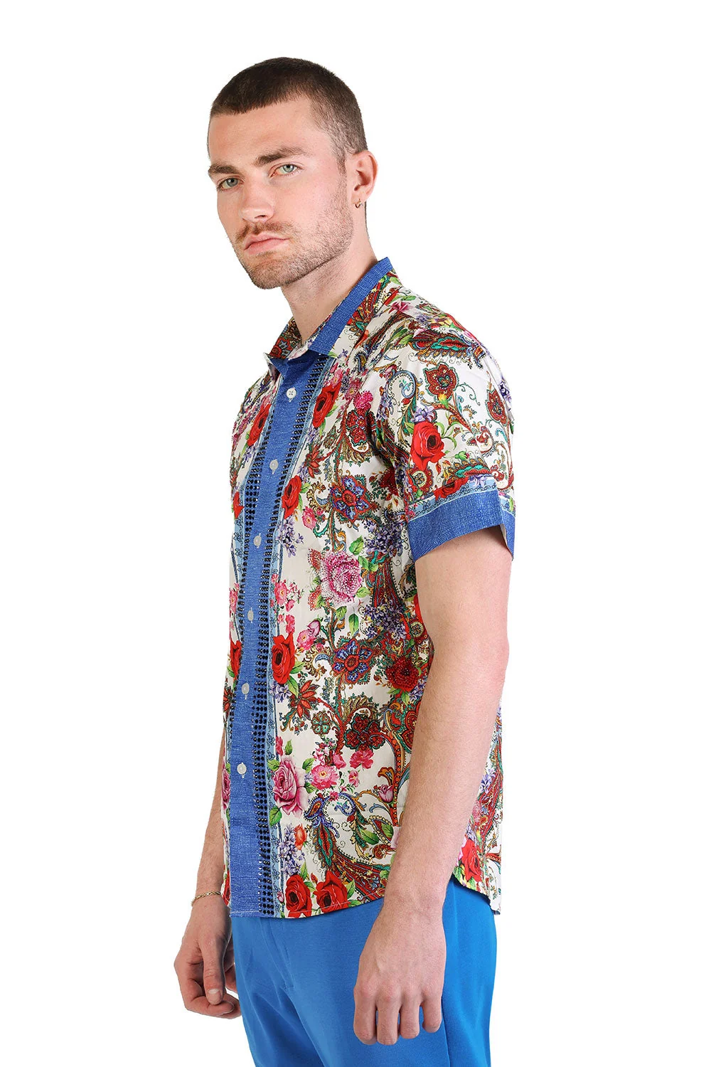 Paisley Garden Rhinestone Short Sleeve Shirt - Image 9