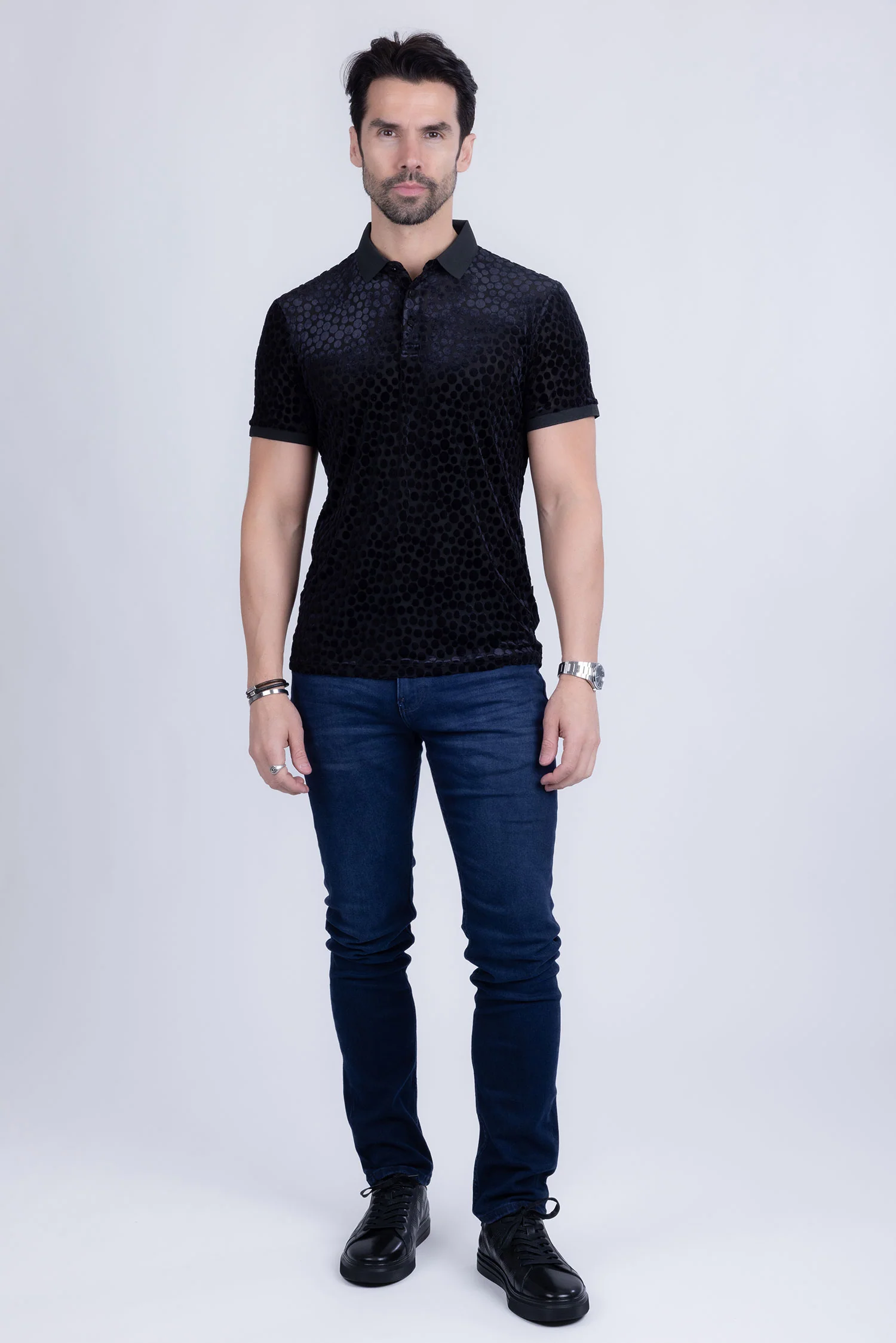 Polka Velvet Polo Shirt - Image 5