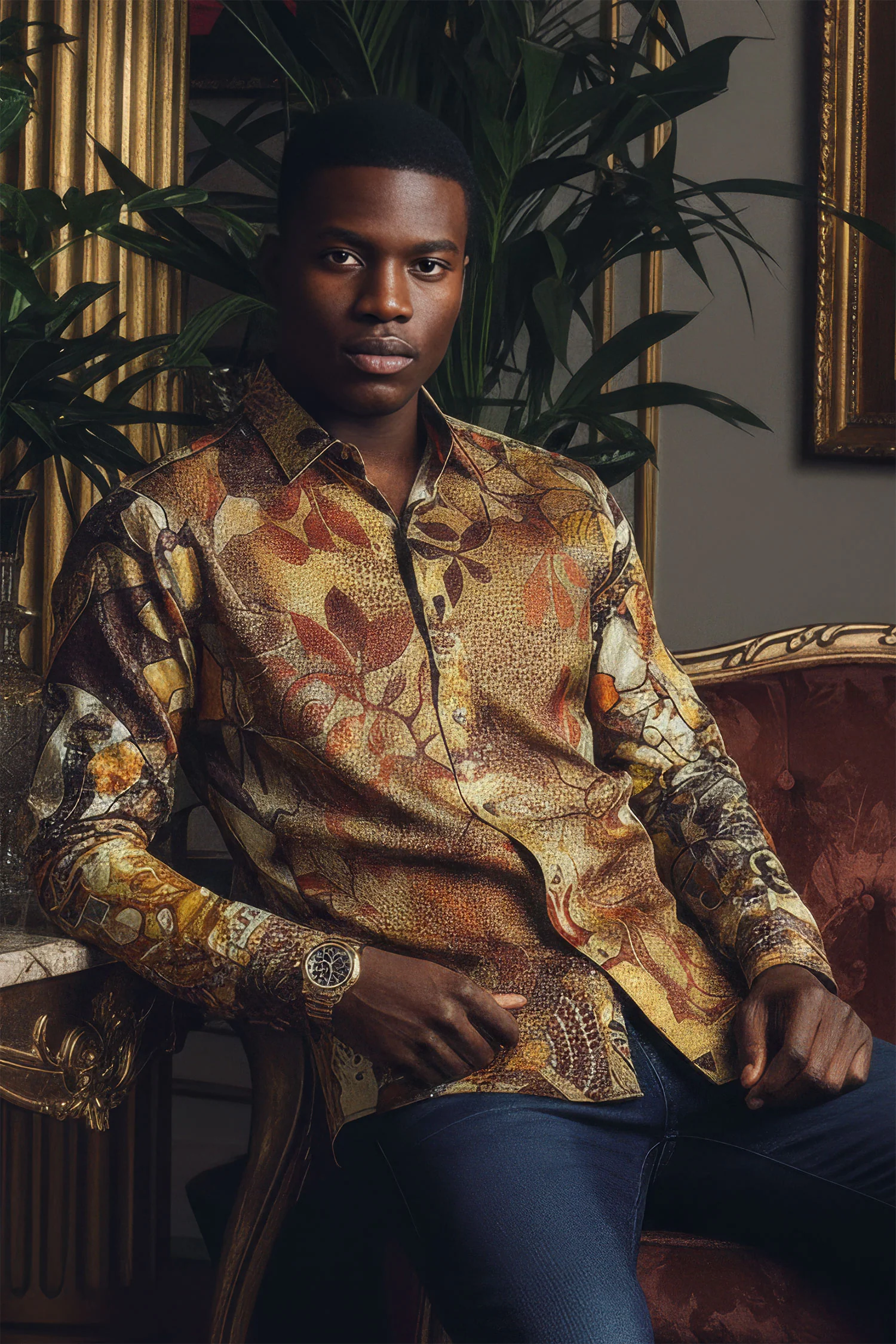 Roma Peacock Rhinestone Long Sleeve Shirt