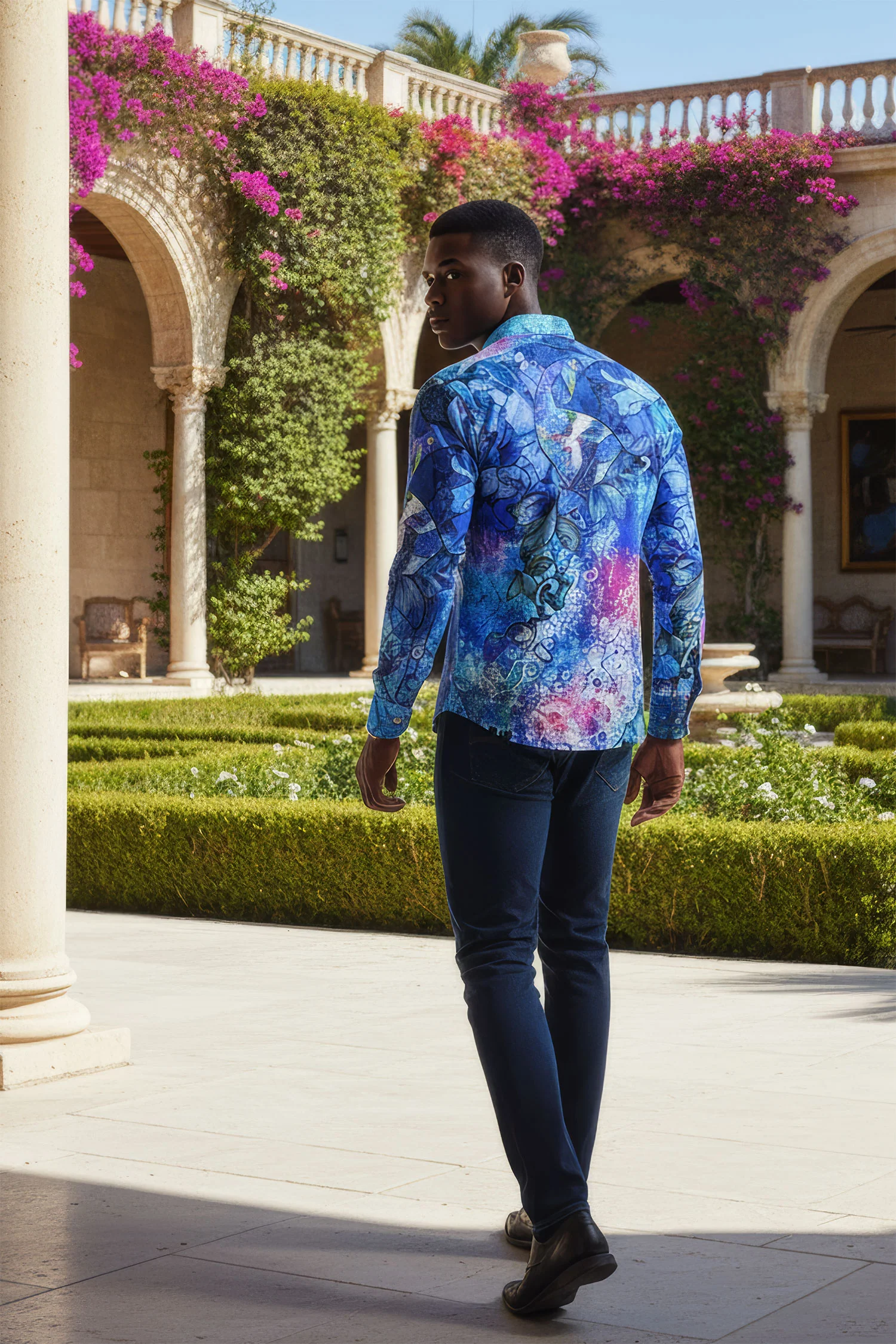 Roma Peacock Rhinestone Long Sleeve Shirt - Image 2