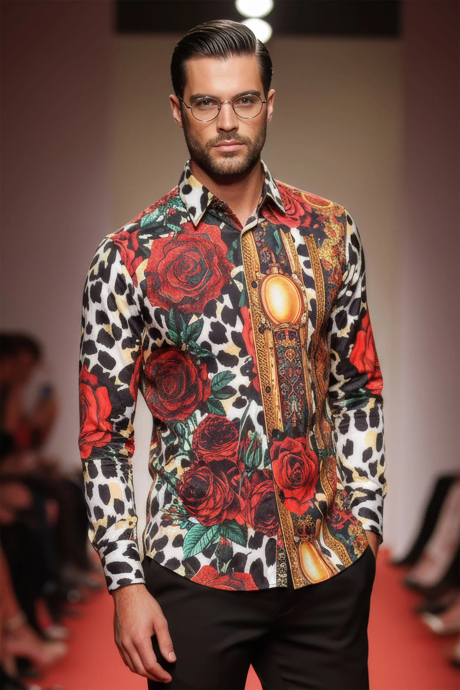 Roses And Thorns Rhinestone Long Sleeve Shirt