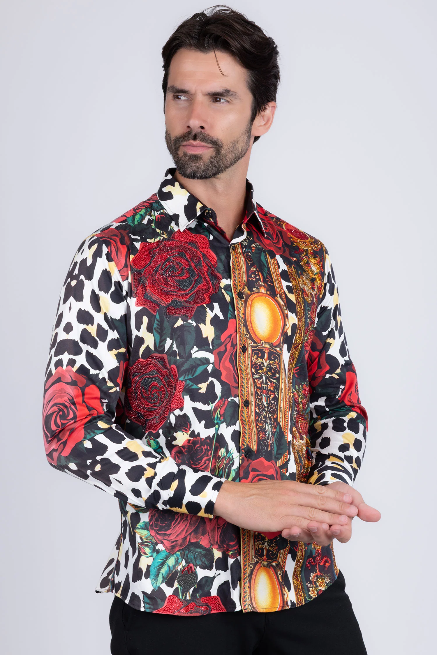 Roses And Thorns Rhinestone Long Sleeve Shirt - Image 7
