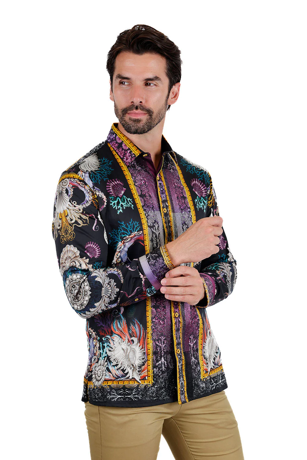 Sheering Modish Rhinestone Long Sleeve Shirt - Image 12