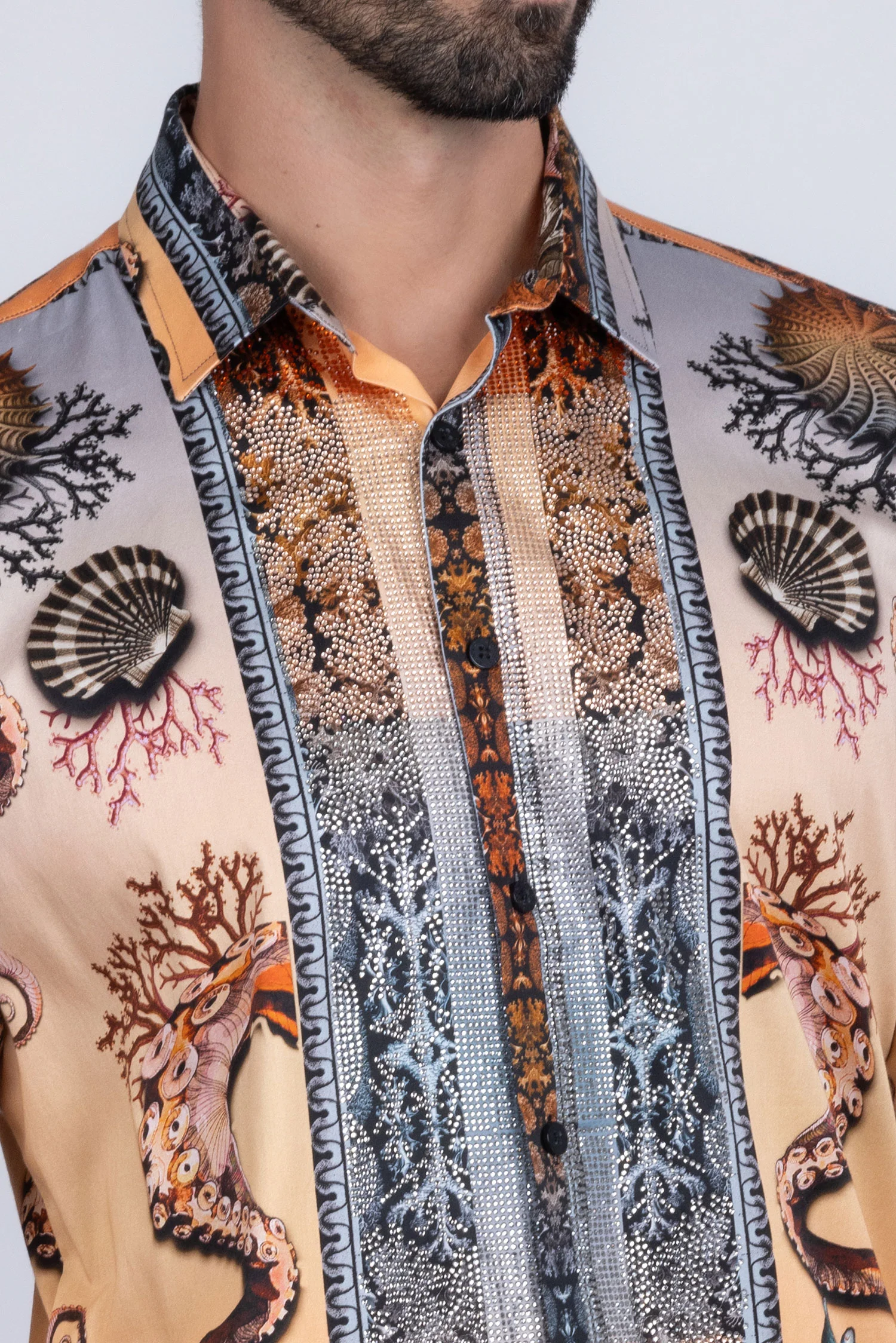 Sheering Modish Rhinestone Long Sleeve Shirt - Image 8