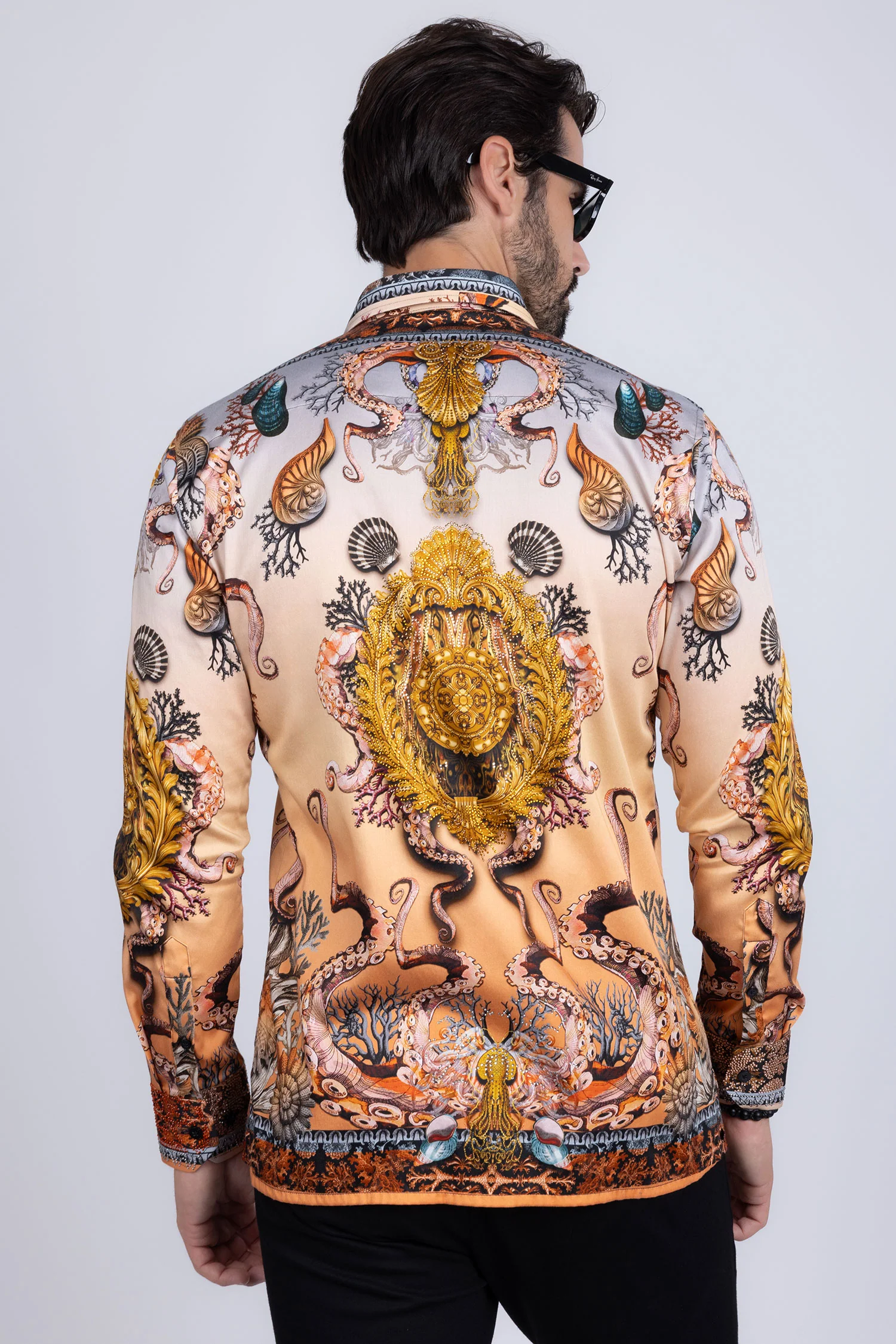 Sheering Modish Rhinestone Long Sleeve Shirt - Image 9