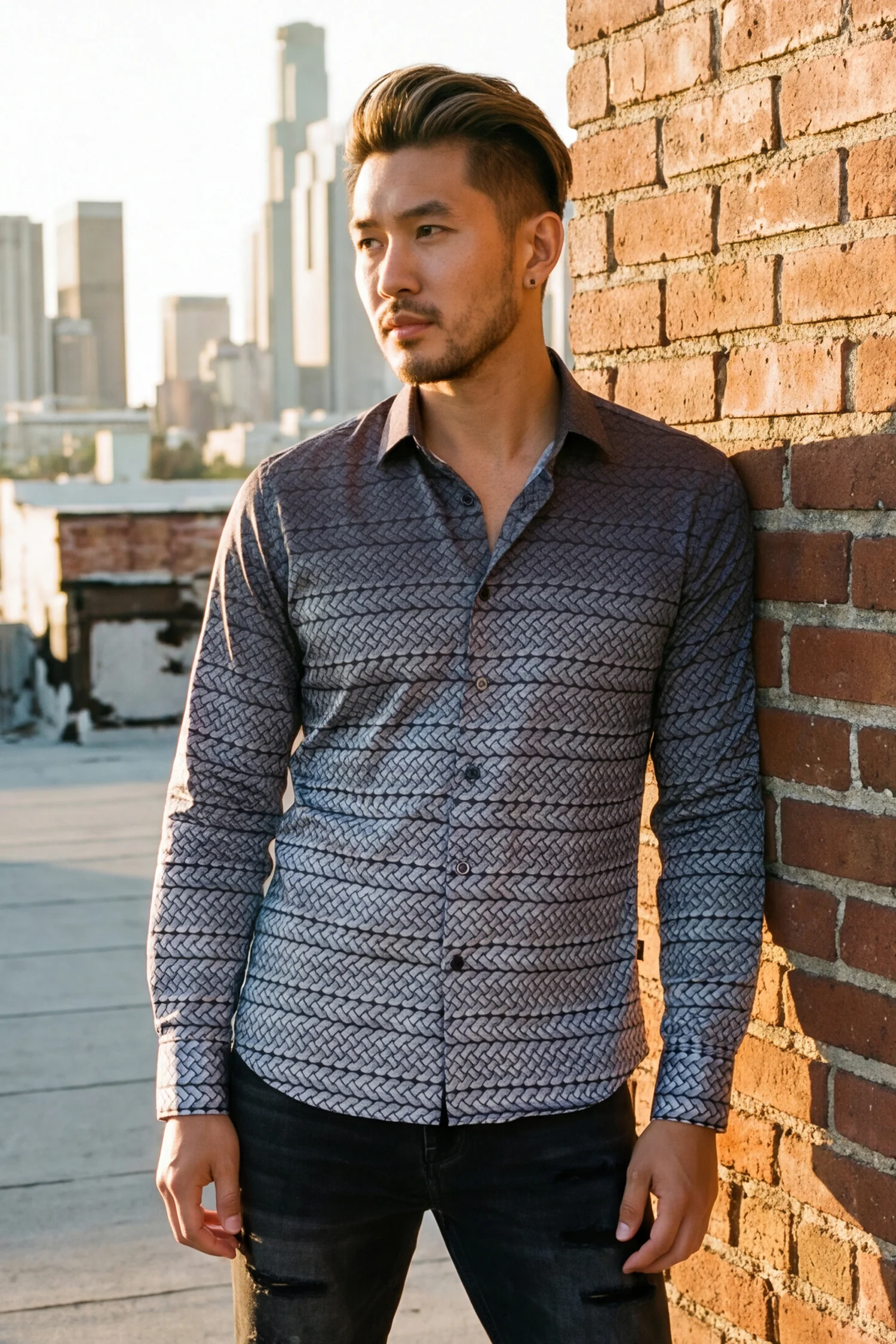 Strand Patterned Long Sleeve Shirt - Image 3