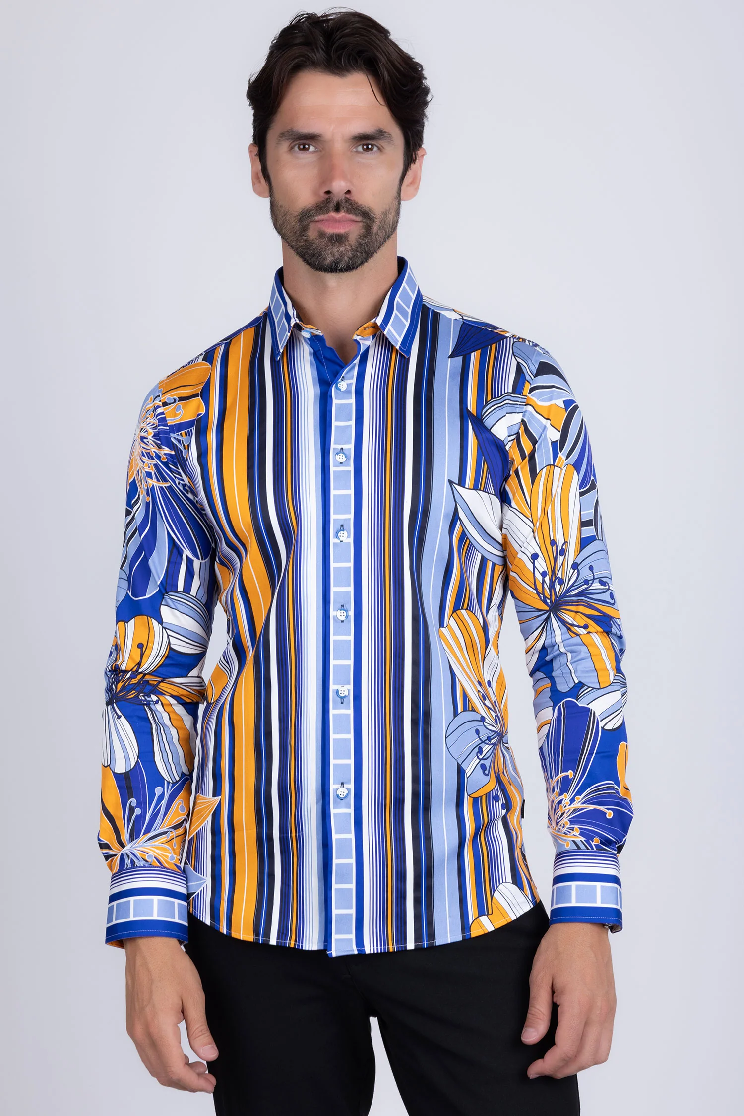 Stripe Floral Long Sleeve Shirt - Image 4