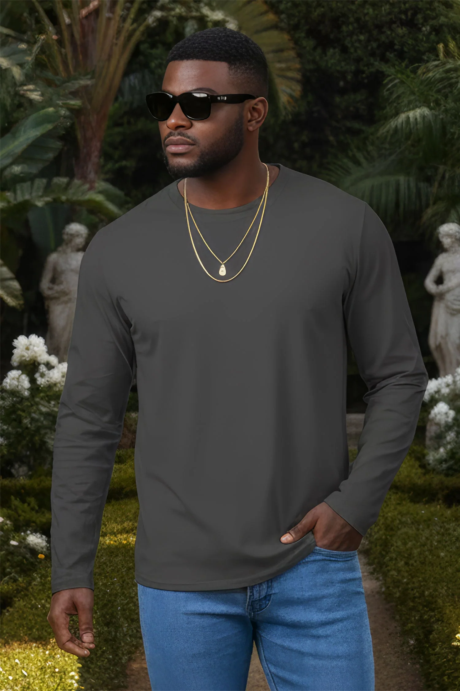 Trendy basics Long Sleeve Crew Neck T-Shirt - Image 5
