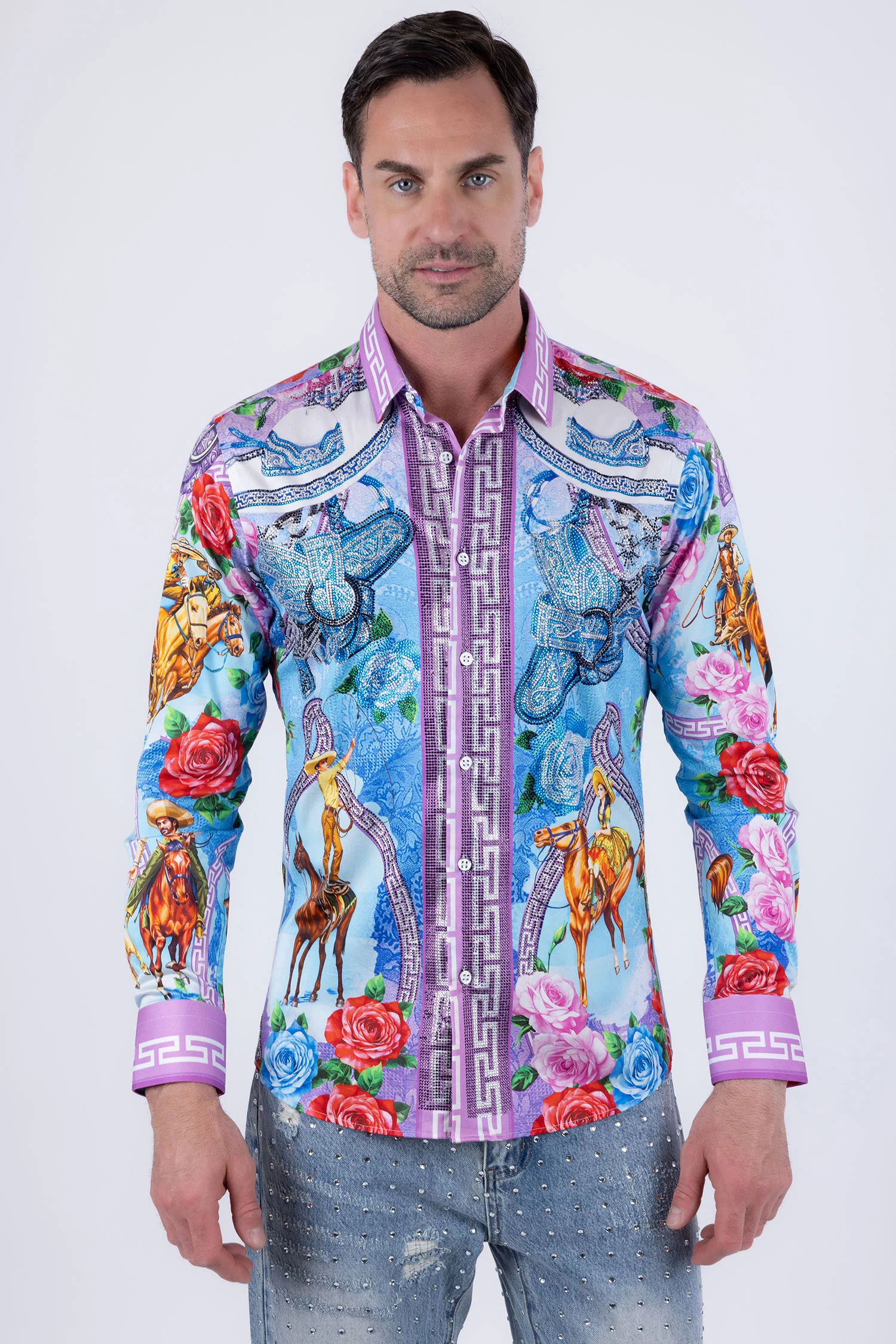 Vaqueros Western Floral Long Sleeve Shirt - Image 5