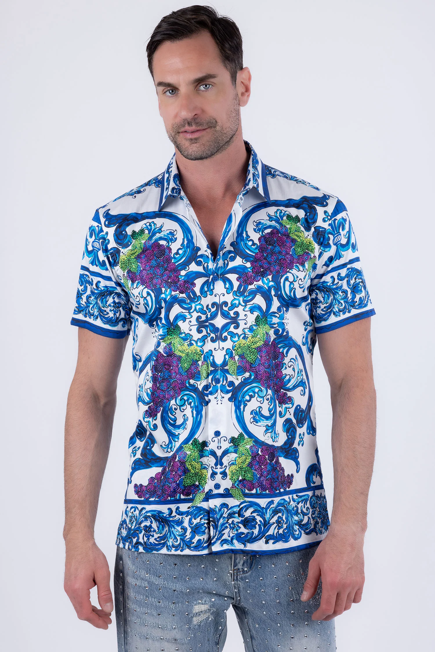Vineyard Rhinestone Short Sleeve Shirt - Image 7