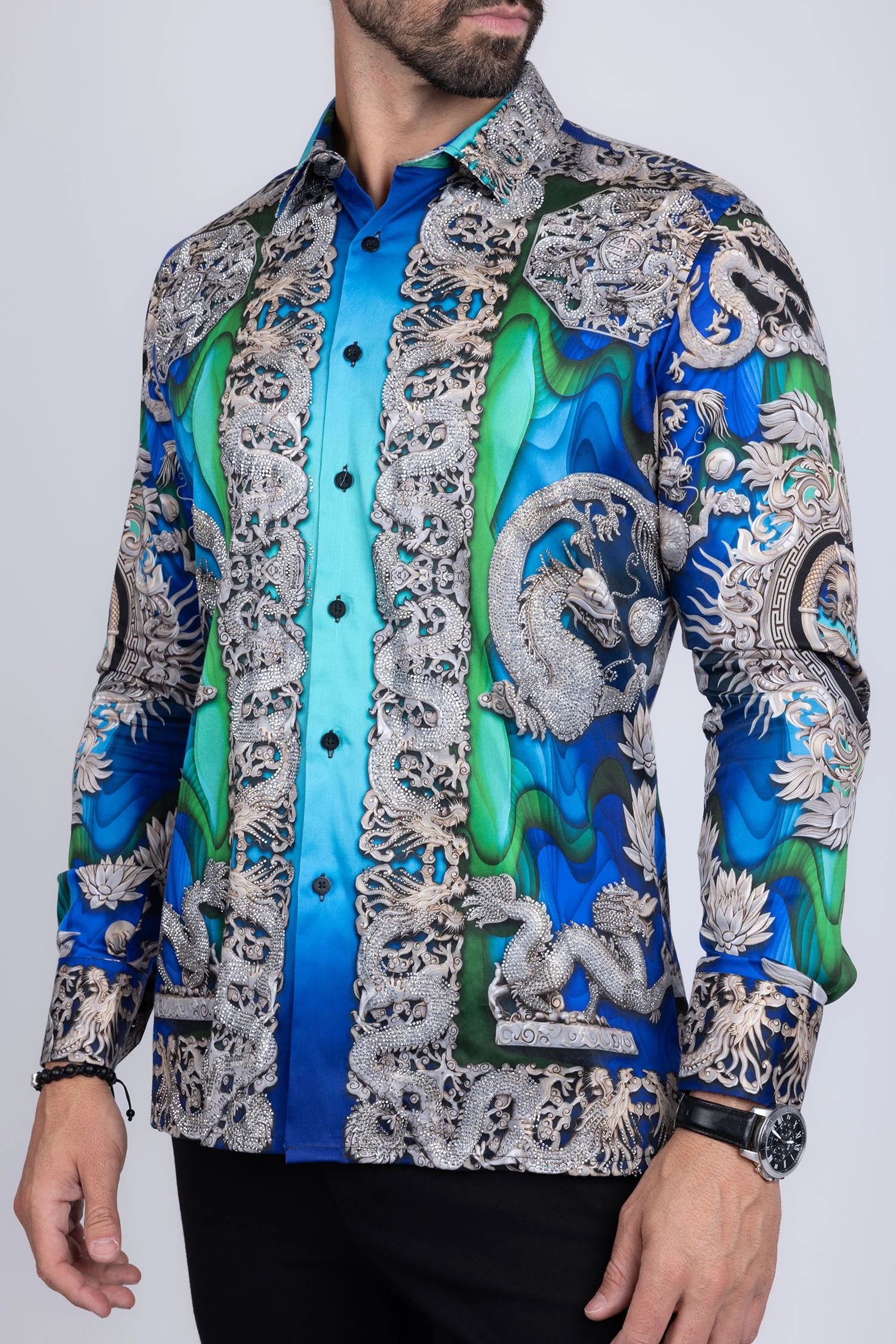 West Dragon Rhinestone Long Sleeve Shirt - Image 9